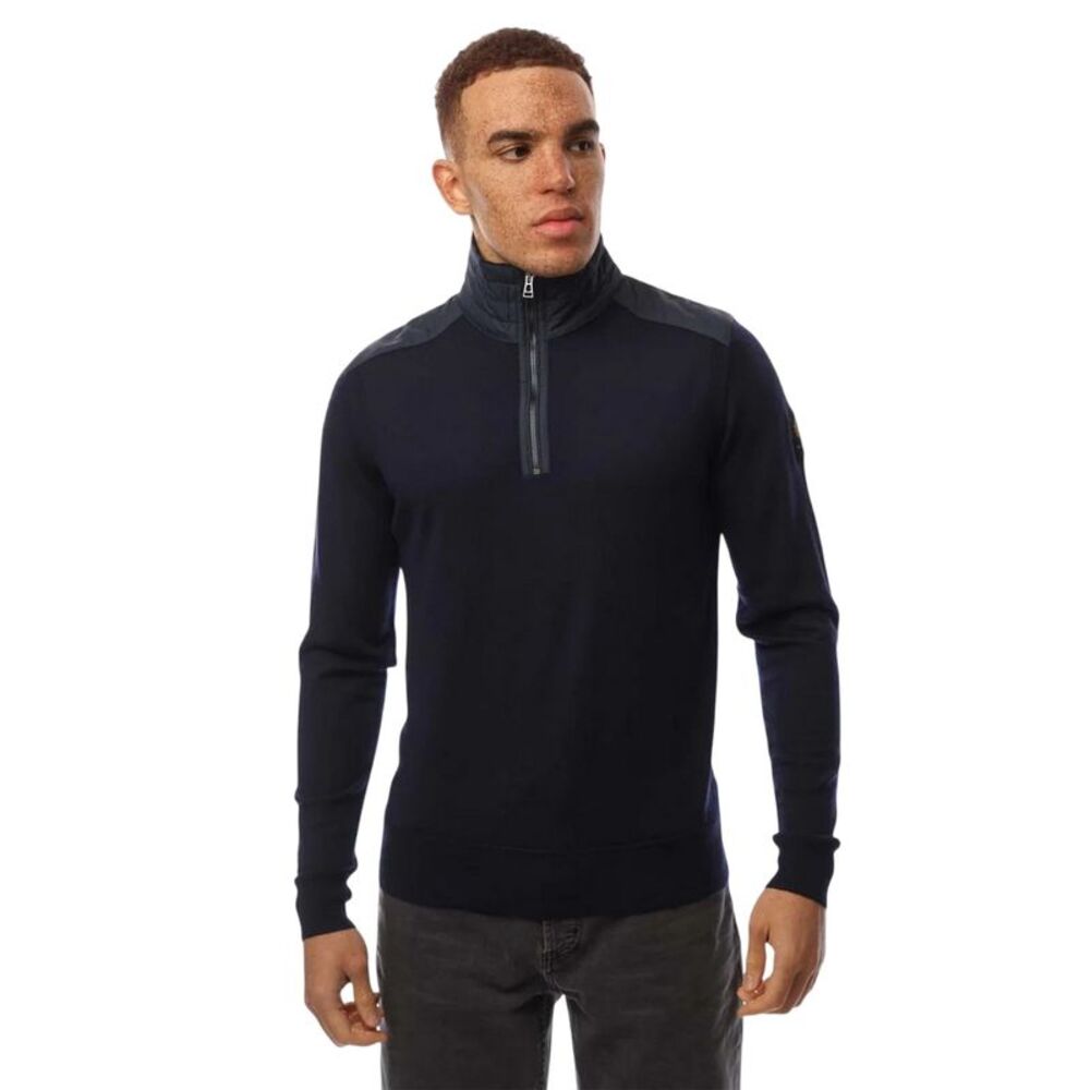Belstaff Mens Kilmington Quarter Zip Slim Sweater / Navy